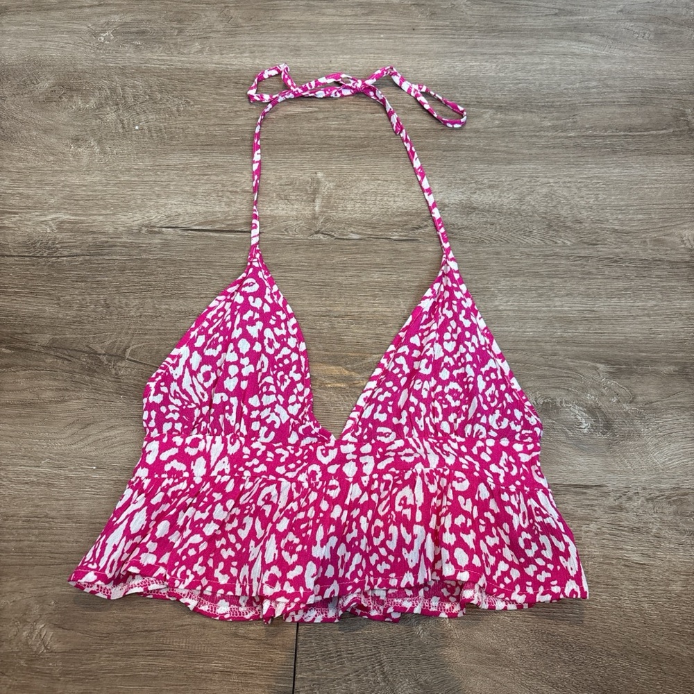 SHEIN Pink and White Leopard Print Tank